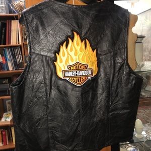 Vintage Genuine Leather American Unique Black Vest XL